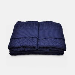 Peseira de Tricot Azul Marinho Maxime com Porta Travesseiros