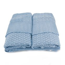 Peseira de Tricot Maxime com Porta Travesseiro - Azul Claro