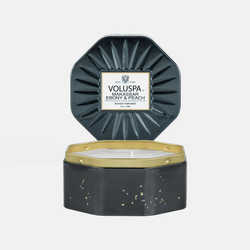 Vela Voluspa Lata Octogonal Makassar Ebony e Peach 50 horas