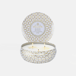 Vela Voluspa Lata 3 Pavios Suede Blanc 60 horas
