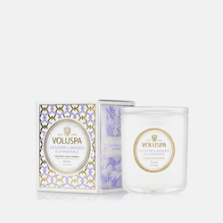 Vela copo de vidro Voluspa - 60h Mountain Lavender e Chamomile