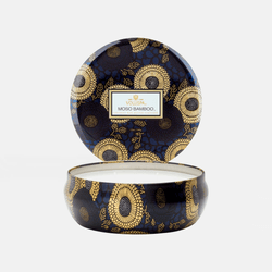Vela Voluspa Lata 3 pavios Relevo Moso Bamboo 60 horas